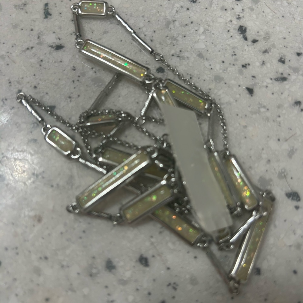 Ann Taylor factory Elegant Silver and Opal iridescent Necklace